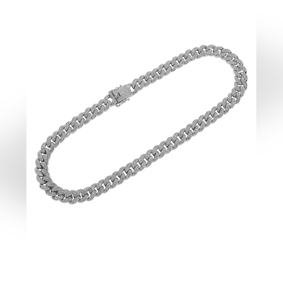 New stainless steel silver tone iced Unisex cuban chain necklace - Picture 12 of 12